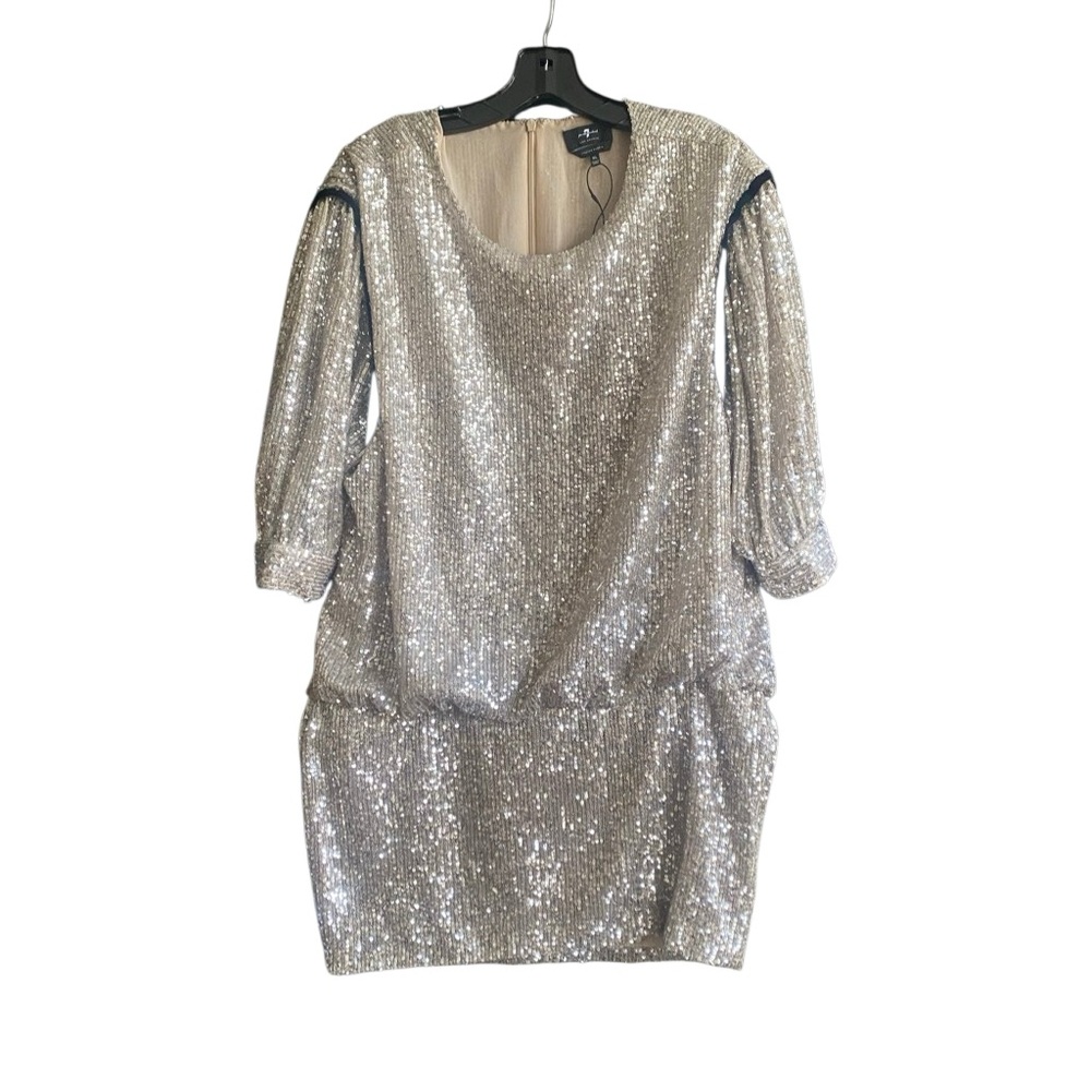 NWOT 7 for All Mankind Silver Sequin Cocktail Dress. Size X-Large - Picture 7 of 14